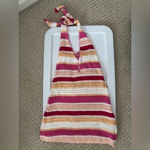 Striped Crochet Halter Dress